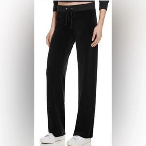 Juicy Couture lounge straight leg black velour  pants Sz L